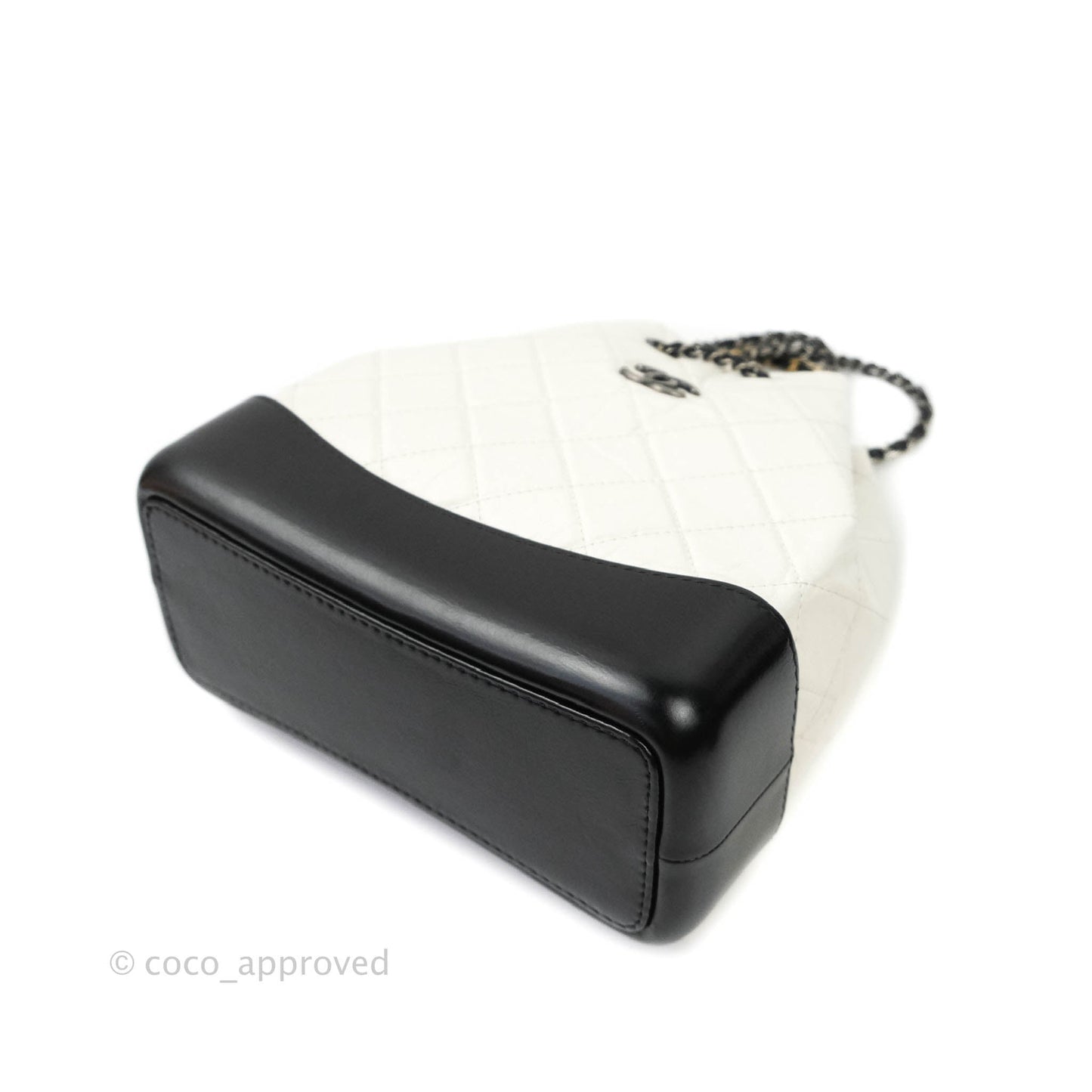 Chanel Small Gabrielle Backpack White Black Aged Calfskin