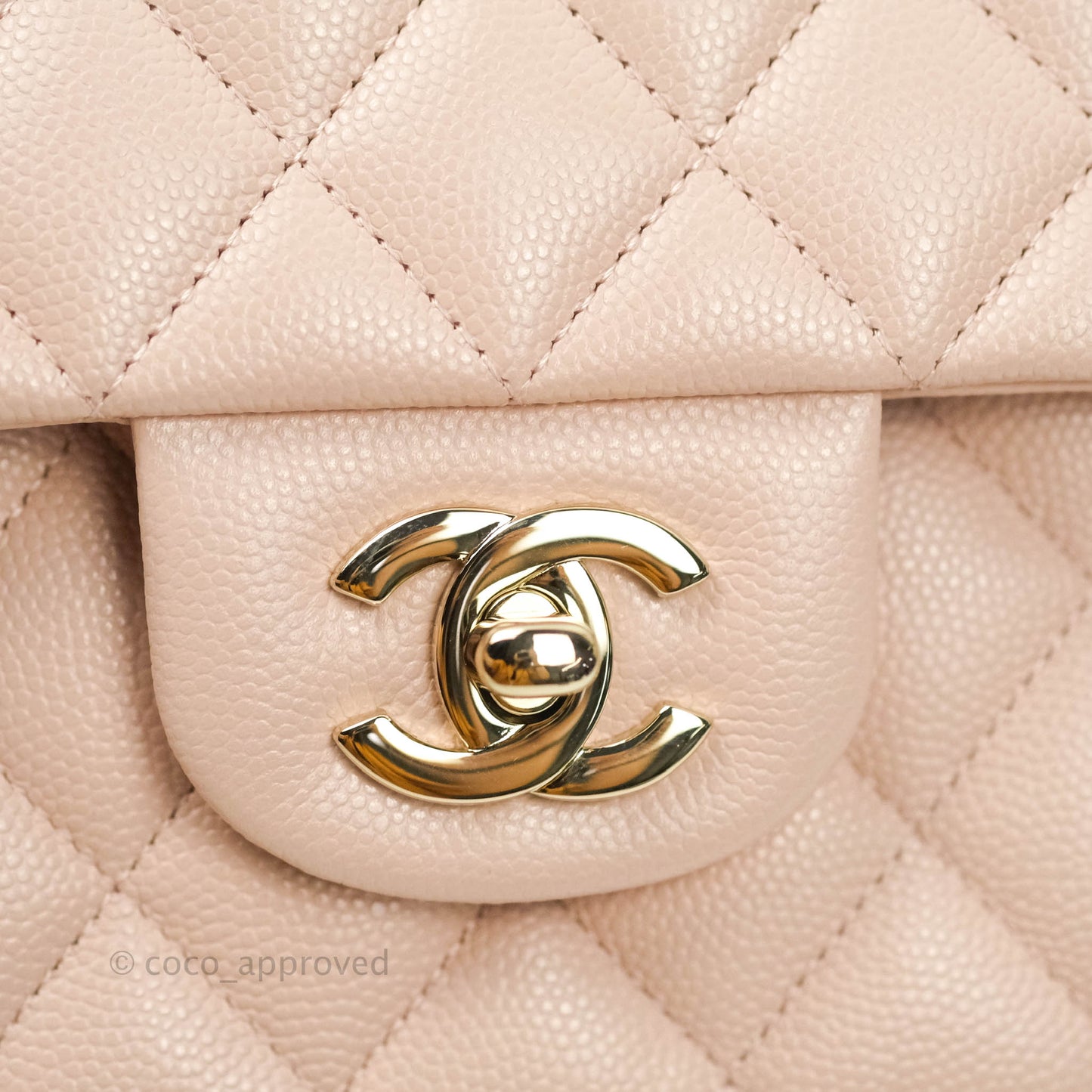 Chanel M/L Medium Double Flap Bag Rose Claire Caviar Gold Hardware 21C