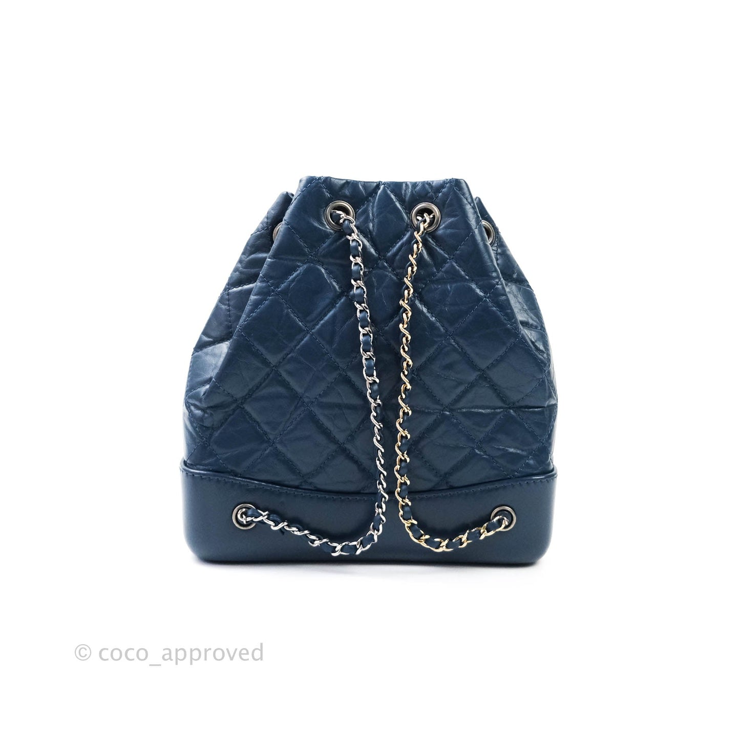 Chanel Gabrielle Backpack Blue Aged Calfskin Small