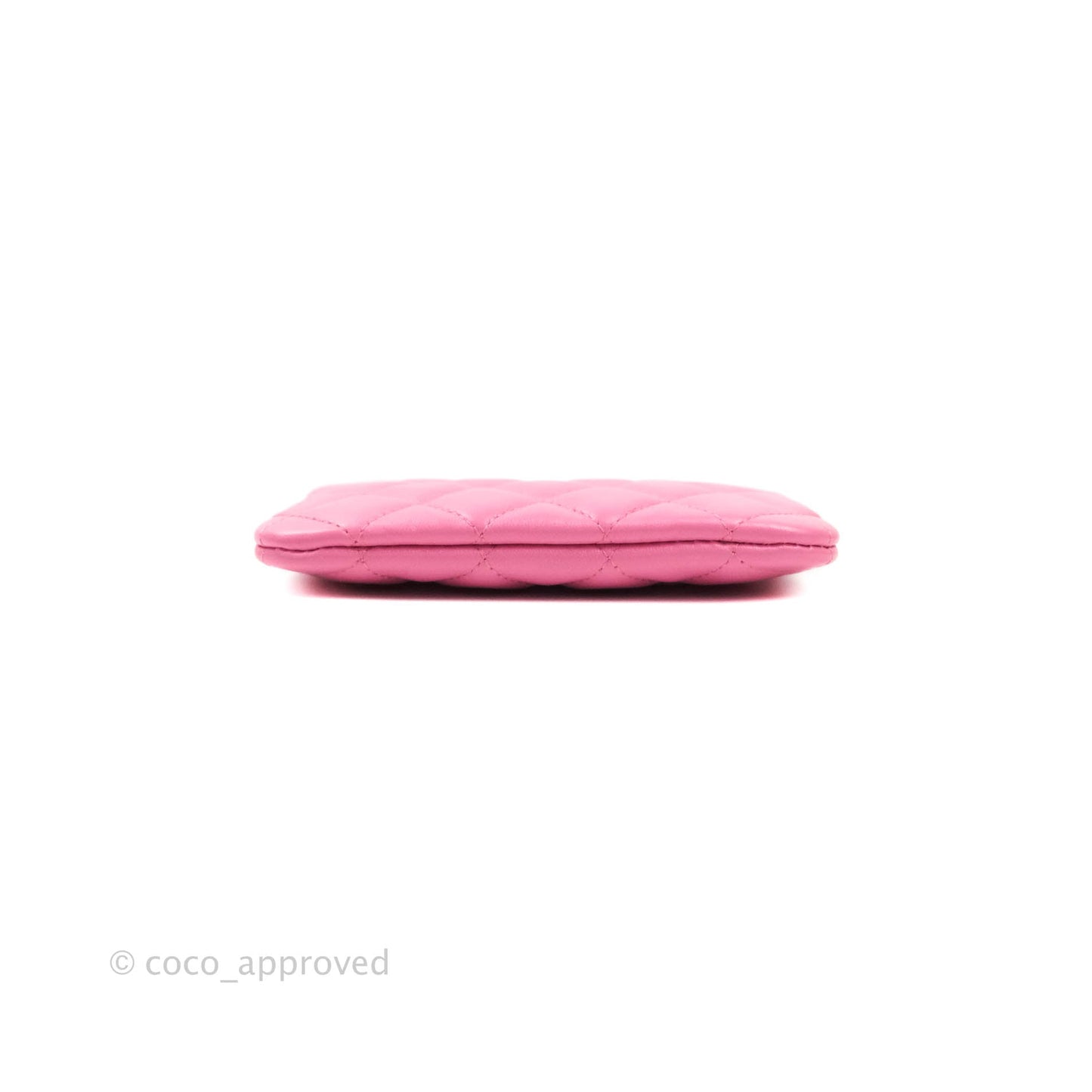 Chanel Quilted Mini O Case Pink Lambskin Gold Hardware & Rainbow Metal