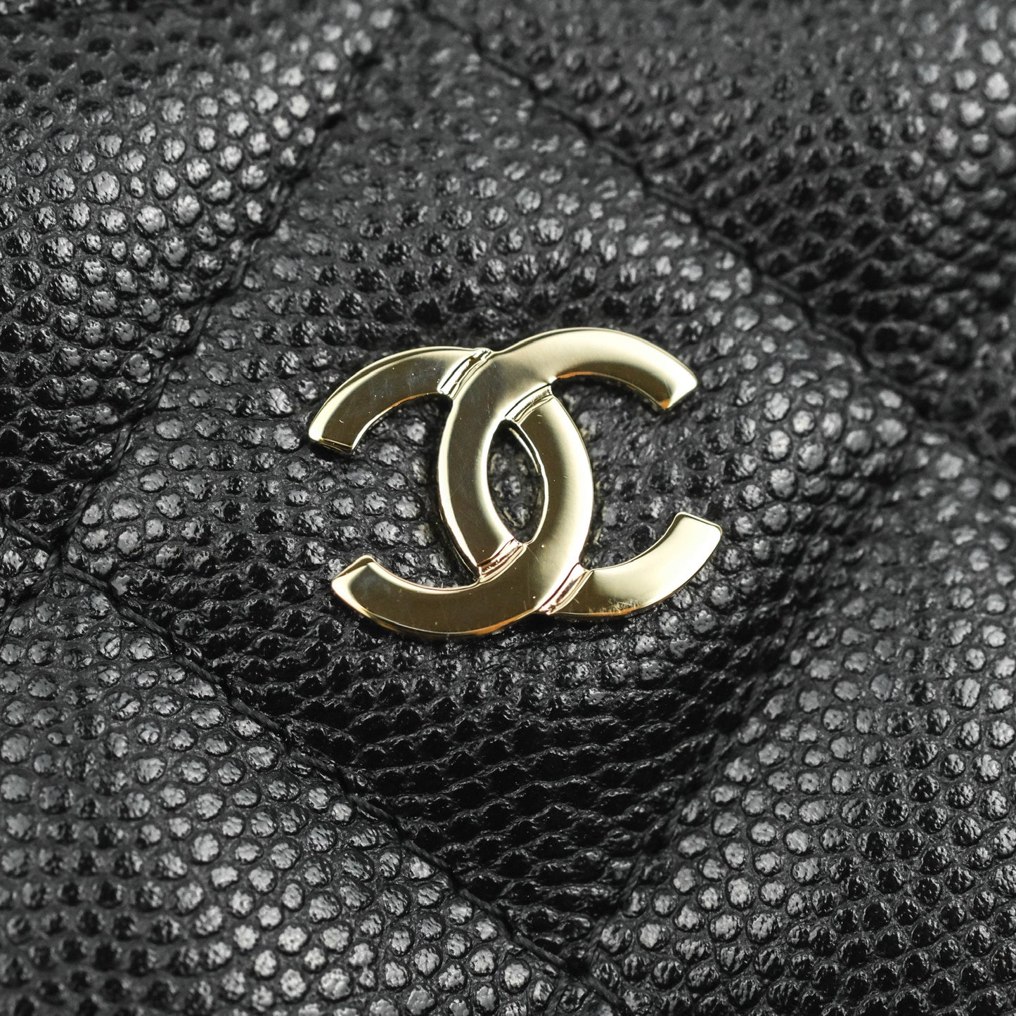 Chanel Quilted WOC Phone Holder Black Caviar Gold Hardware