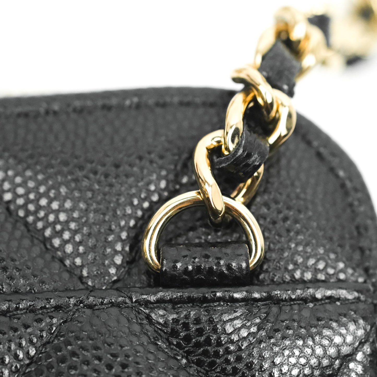 Chanel Quilted WOC Phone Holder Black Caviar Gold Hardware