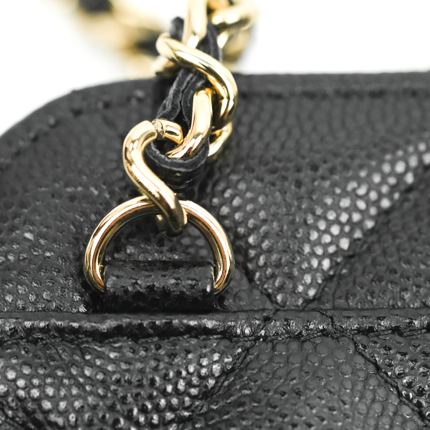 Chanel Quilted WOC Phone Holder Black Caviar Gold Hardware