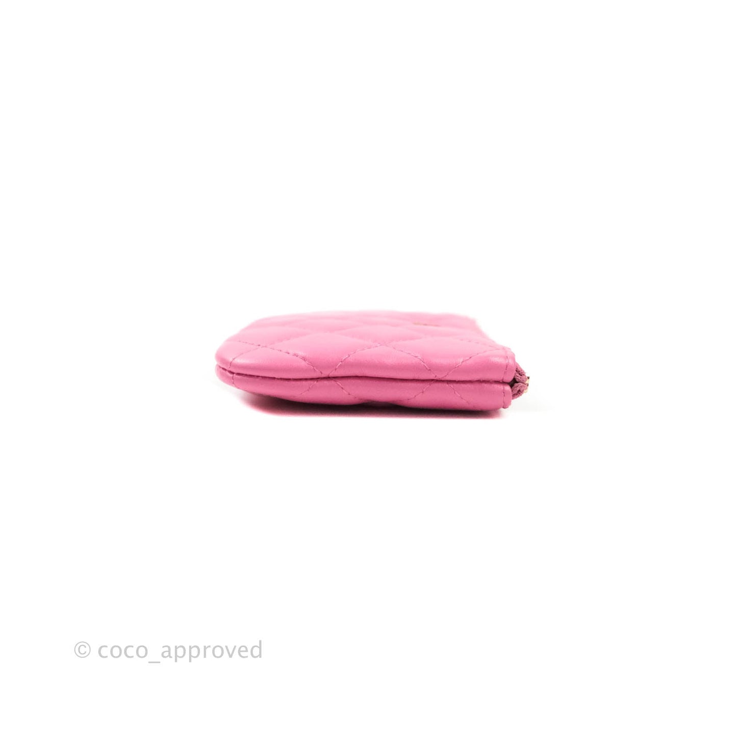 Chanel Quilted Mini O Case Pink Lambskin Gold Hardware & Rainbow Metal