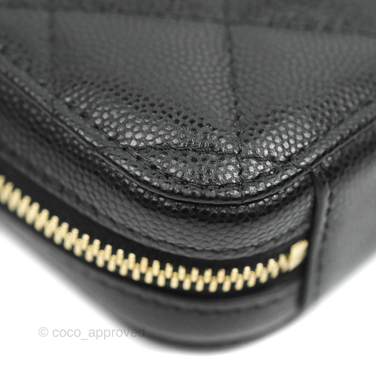 Chanel Quilted WOC Phone Holder Black Caviar Gold Hardware