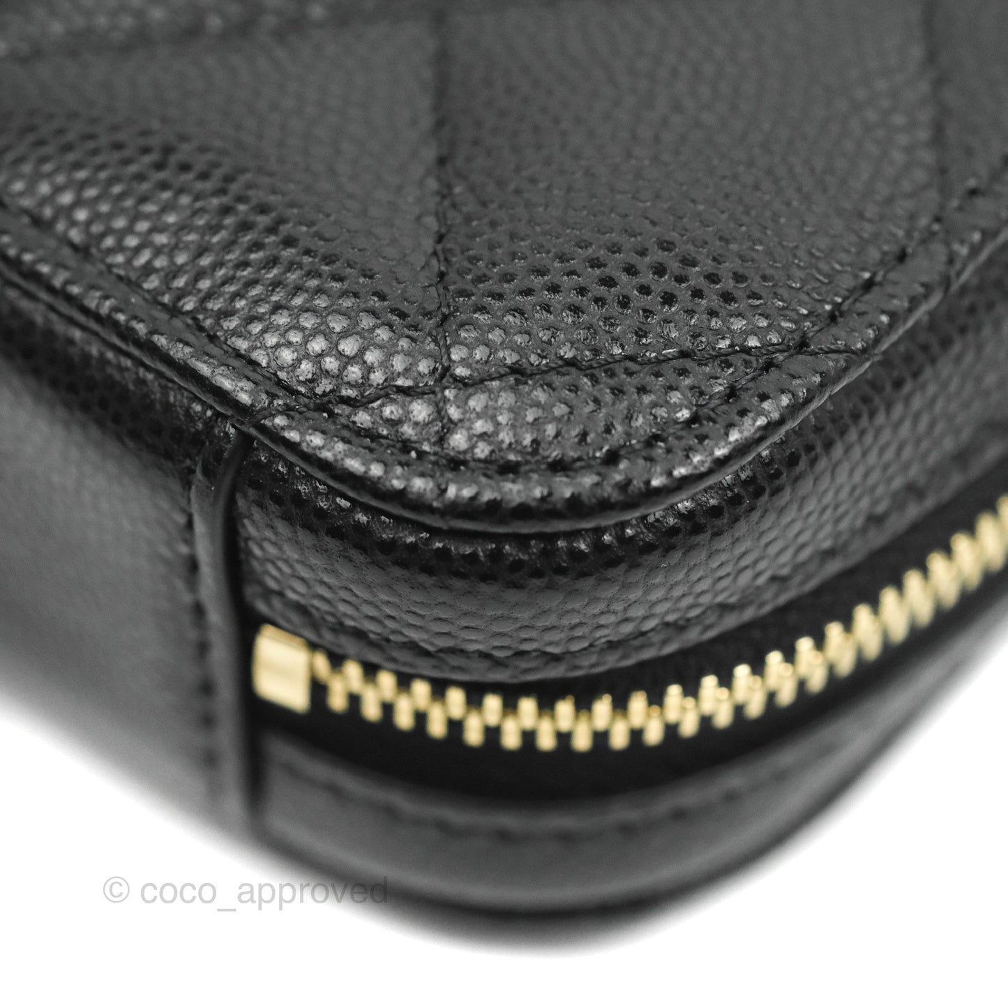 Chanel Quilted WOC Phone Holder Black Caviar Gold Hardware
