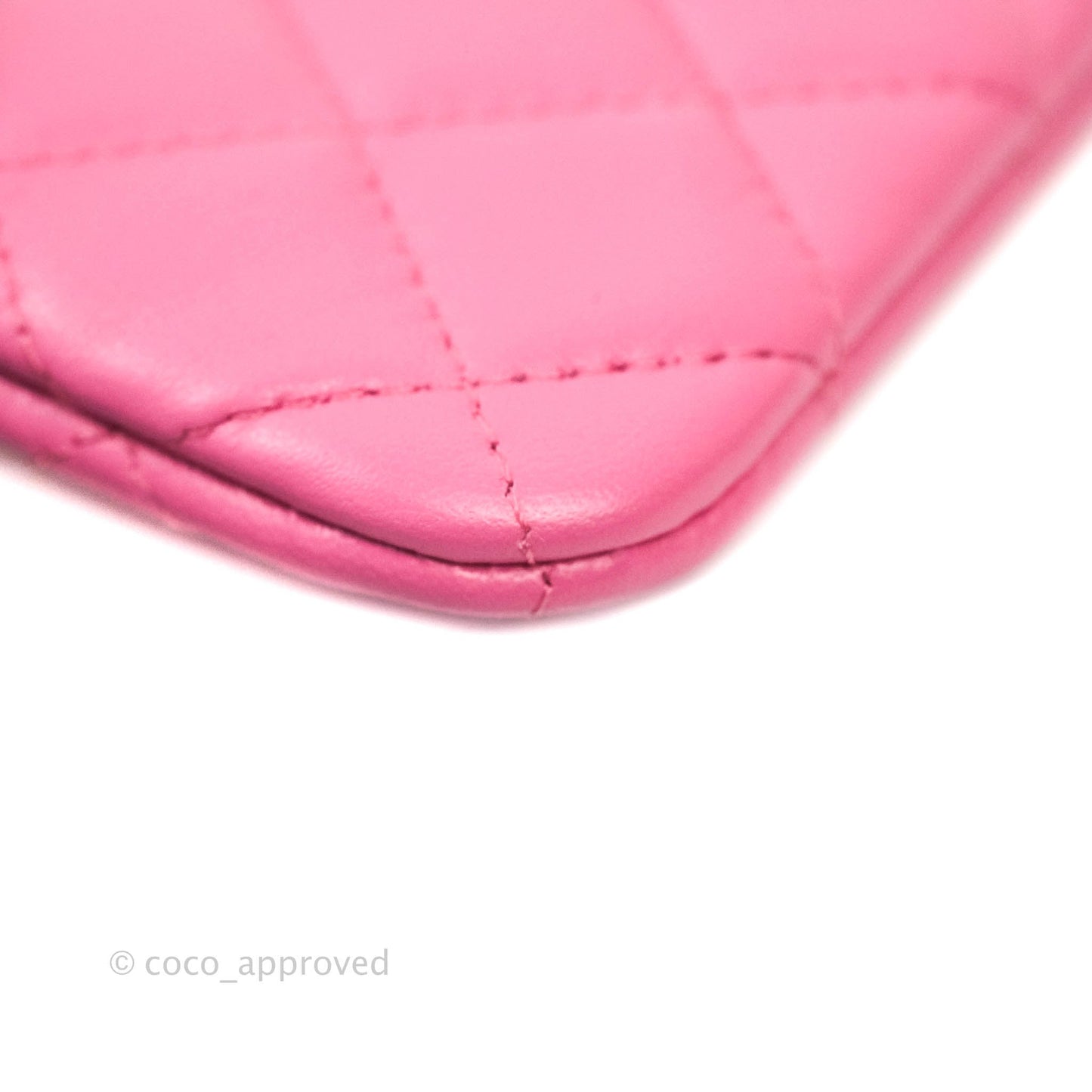 Chanel Quilted Mini O Case Pink Lambskin Gold Hardware & Rainbow Metal
