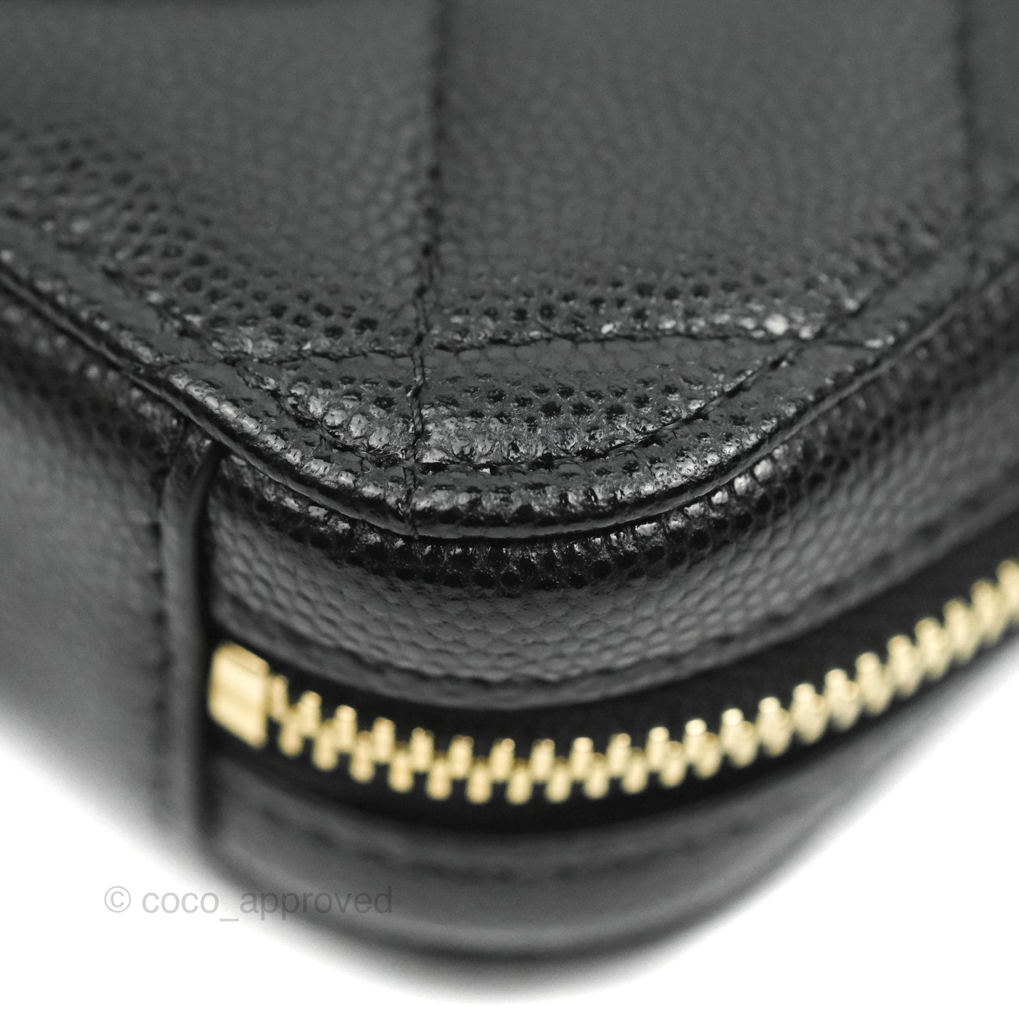 Chanel Quilted WOC Phone Holder Black Caviar Gold Hardware