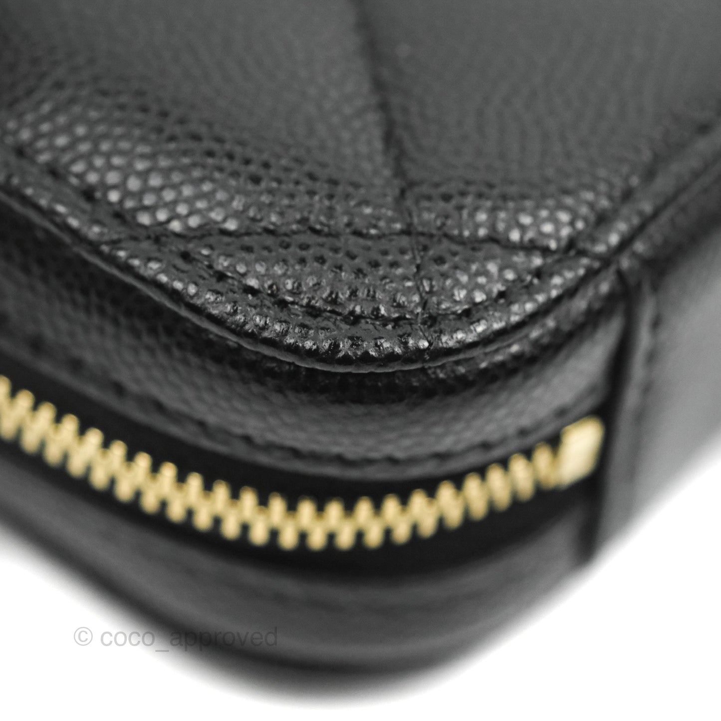 Chanel Quilted WOC Phone Holder Black Caviar Gold Hardware