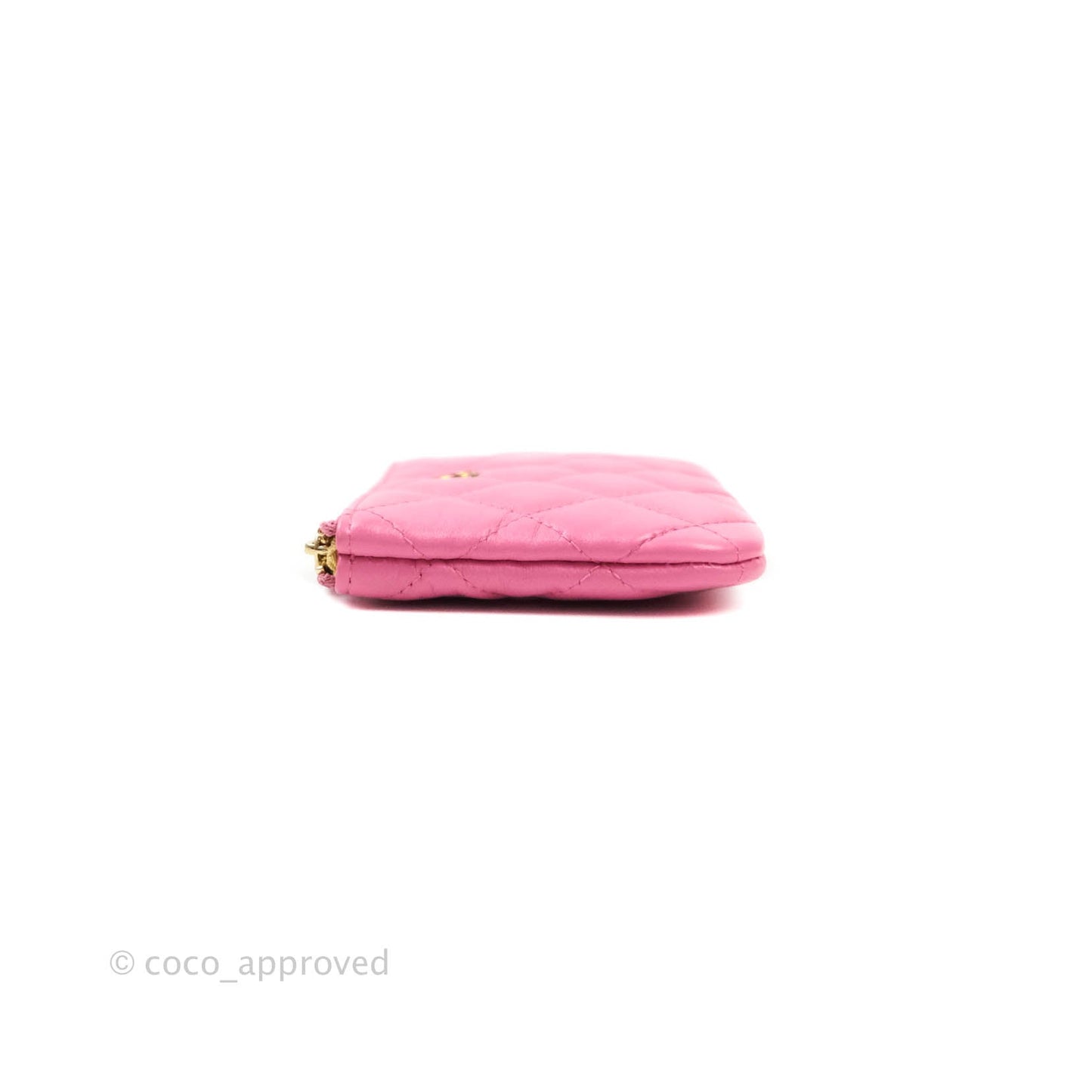 Chanel Quilted Mini O Case Pink Lambskin Gold Hardware & Rainbow Metal