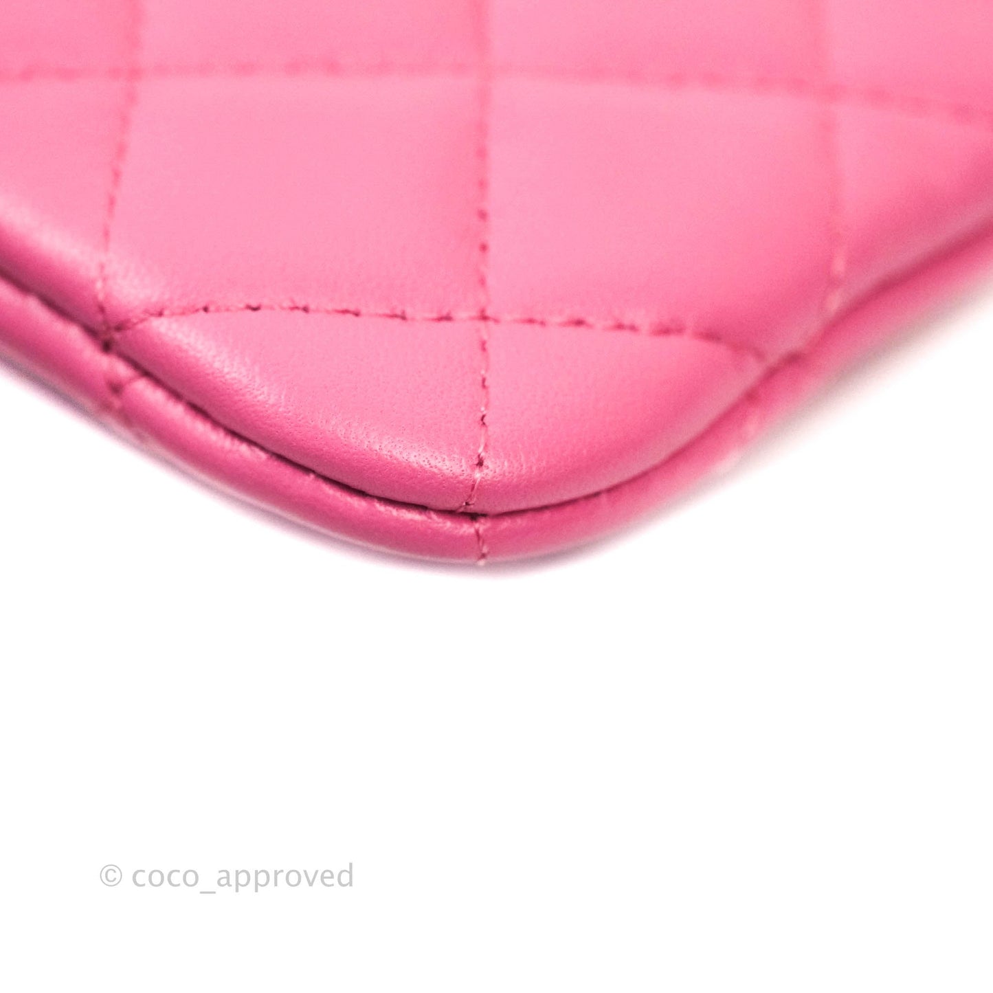 Chanel Quilted Mini O Case Pink Lambskin Gold Hardware & Rainbow Metal