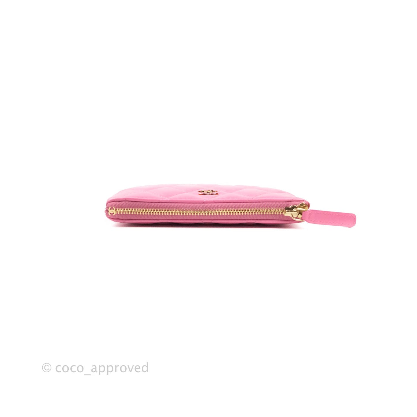 Chanel Quilted Mini O Case Pink Lambskin Gold Hardware & Rainbow Metal