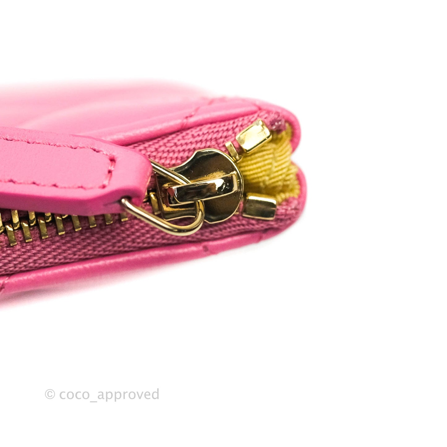 Chanel Quilted Mini O Case Pink Lambskin Gold Hardware & Rainbow Metal