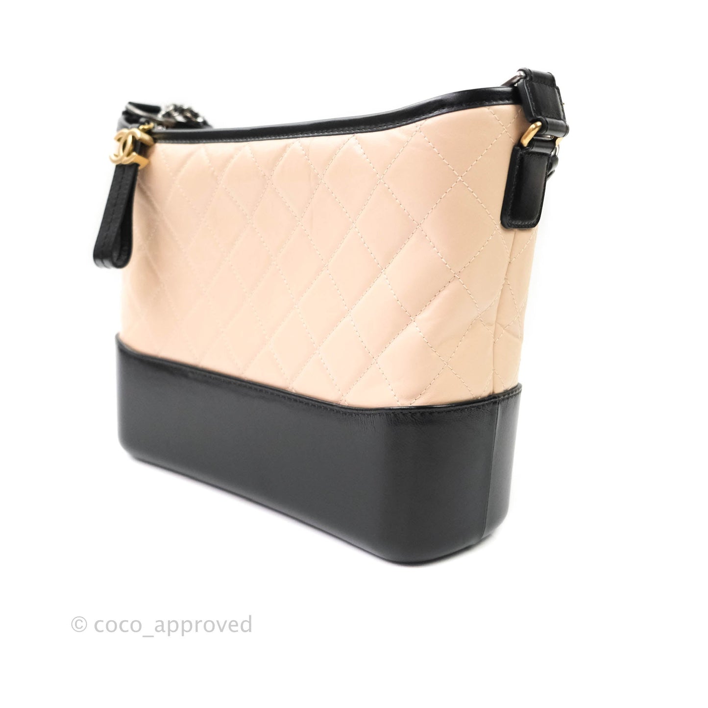 Chanel Medium Gabrielle Beige Black Aged Calfskin