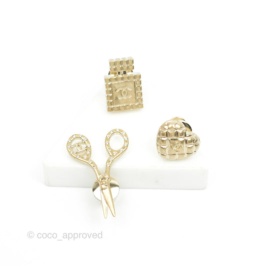 Chanel CC Brooch Set in 3 Gold Tone 21V