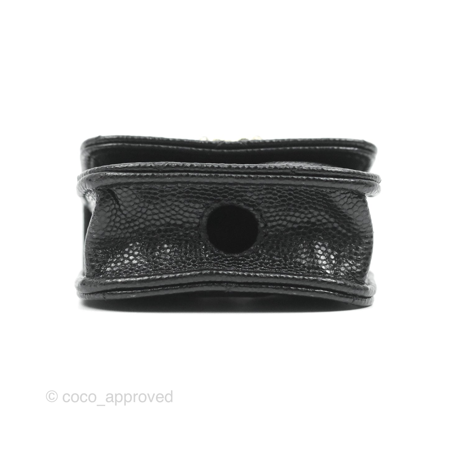 Chanel Quilted Black Caviar Airpods Case Gold Hardware