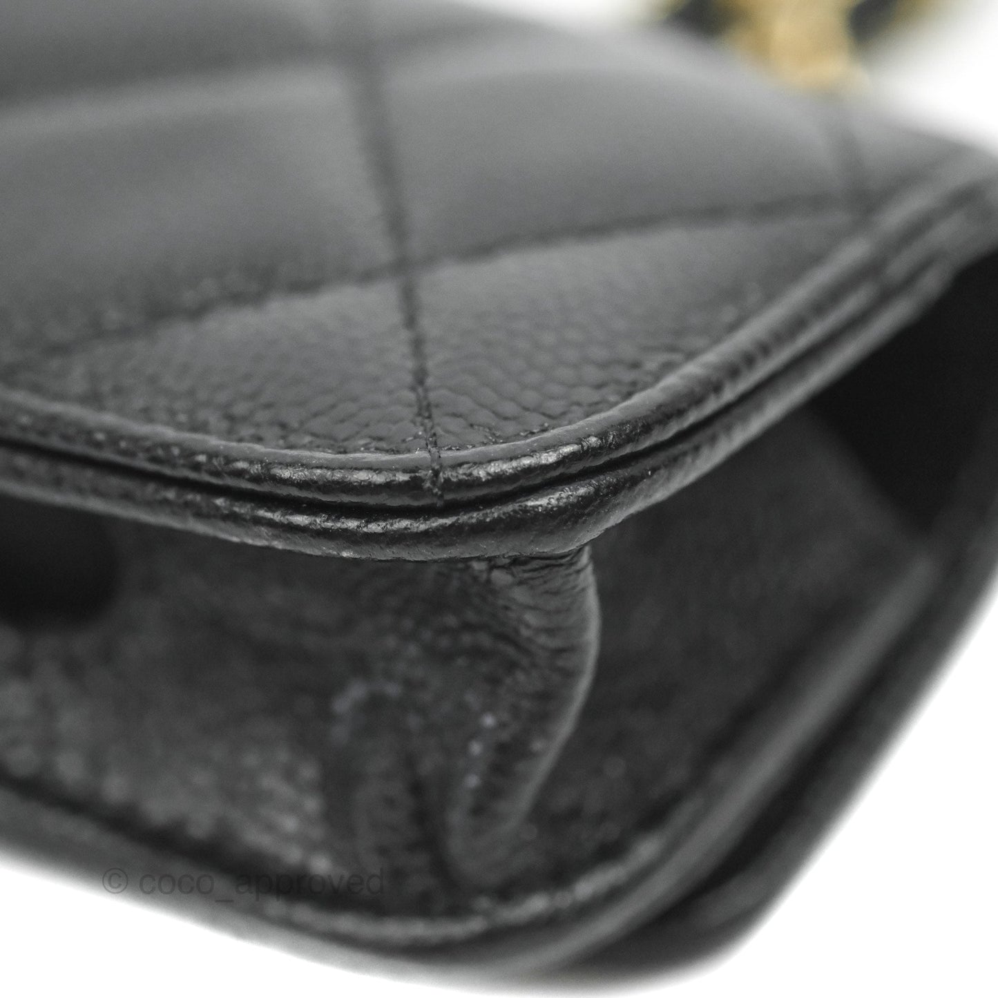 Chanel Quilted Black Caviar Airpods Case Gold Hardware