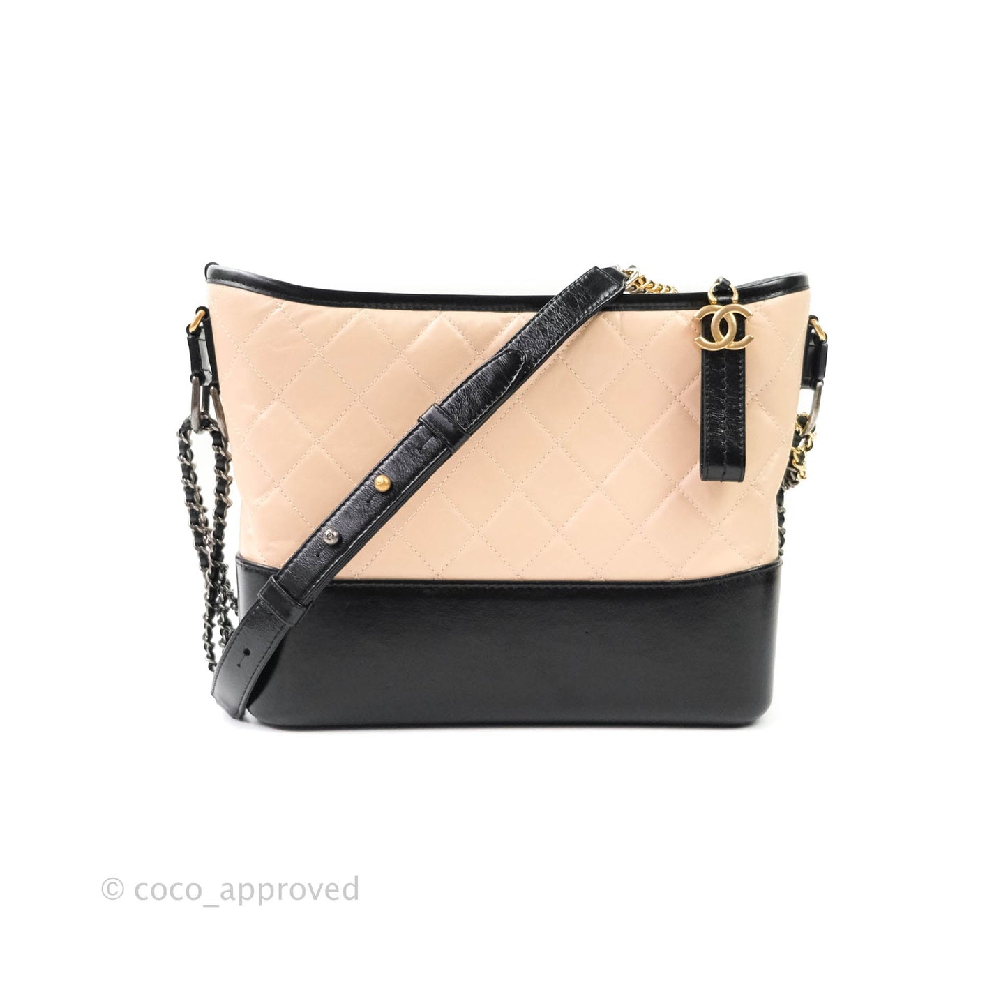 Chanel Medium Gabrielle Beige Black Aged Calfskin