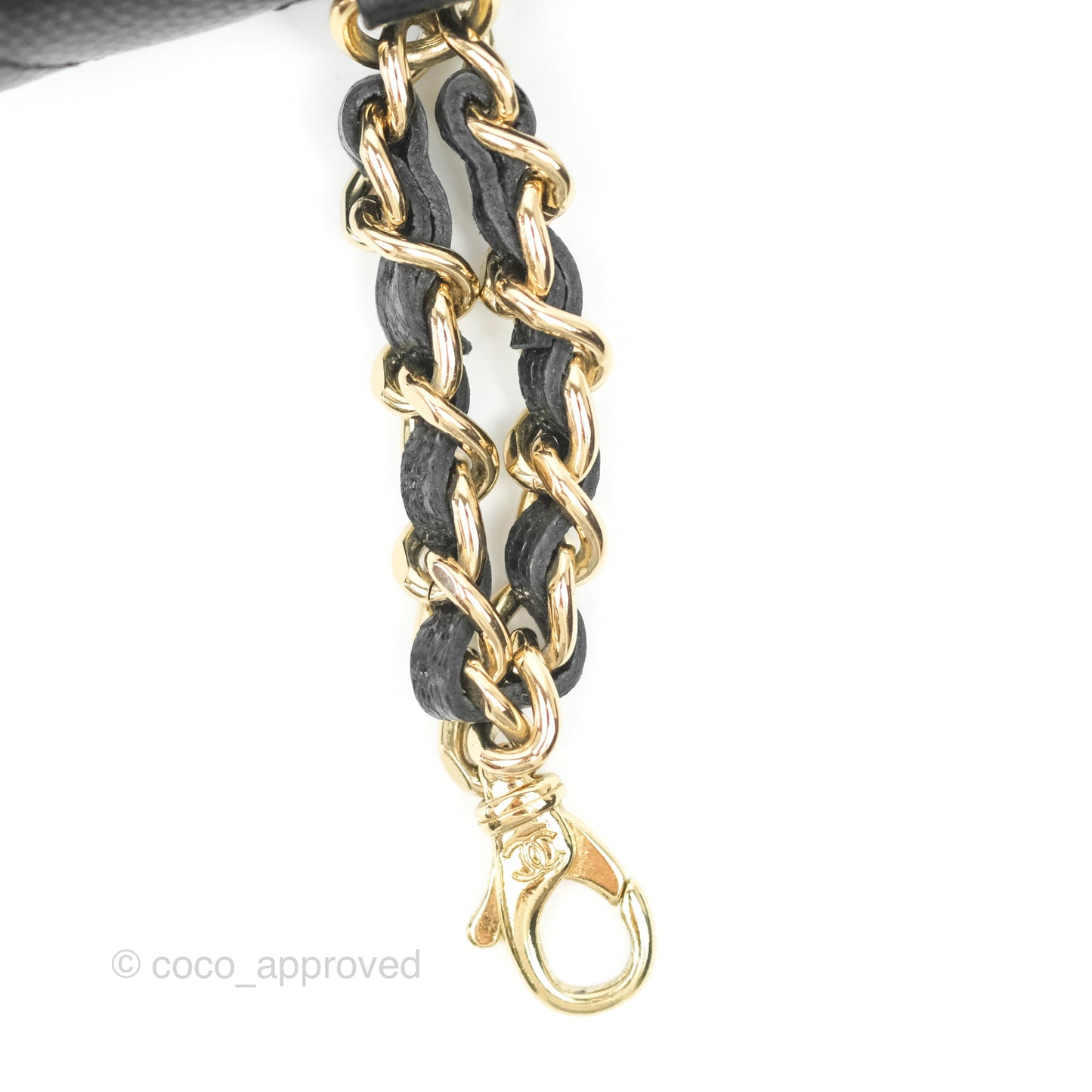 Chanel Quilted Black Caviar Airpods Case Gold Hardware