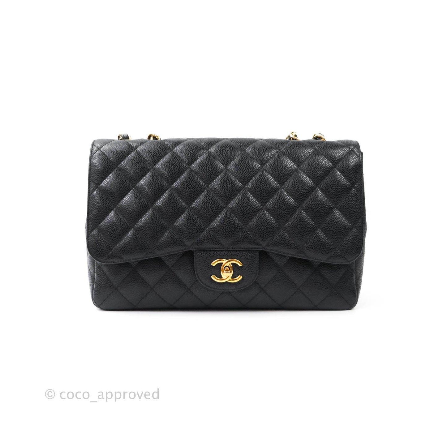 Chanel Jumbo Single Flap Black Caviar Gold Hardware⁣⁣