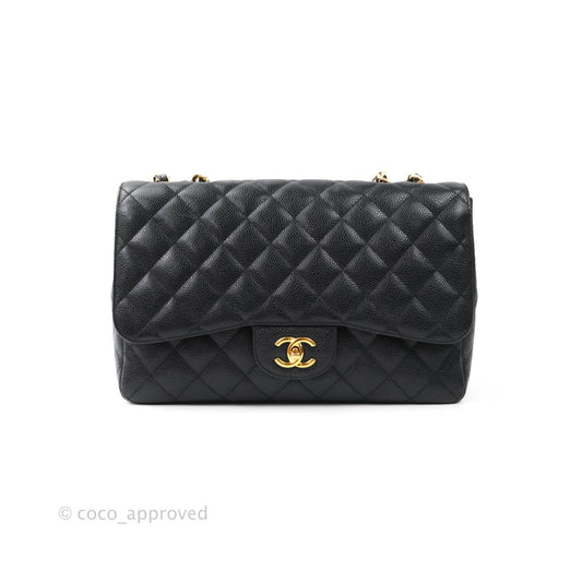 Chanel Jumbo Single Flap Black Caviar Gold Hardware⁣⁣