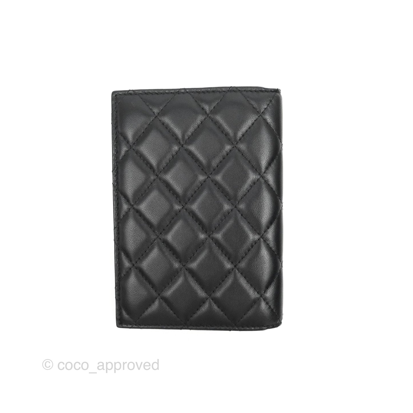 Chanel Classic Quilted Passport Holder Black Lambskin Silver Hardware 19C