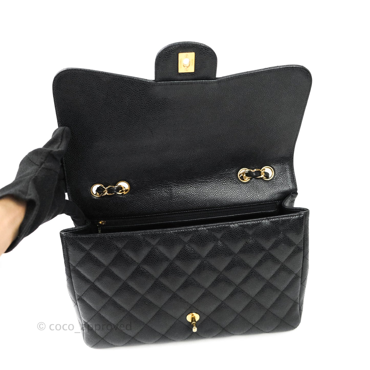 Chanel Jumbo Single Flap Black Caviar Gold Hardware⁣⁣