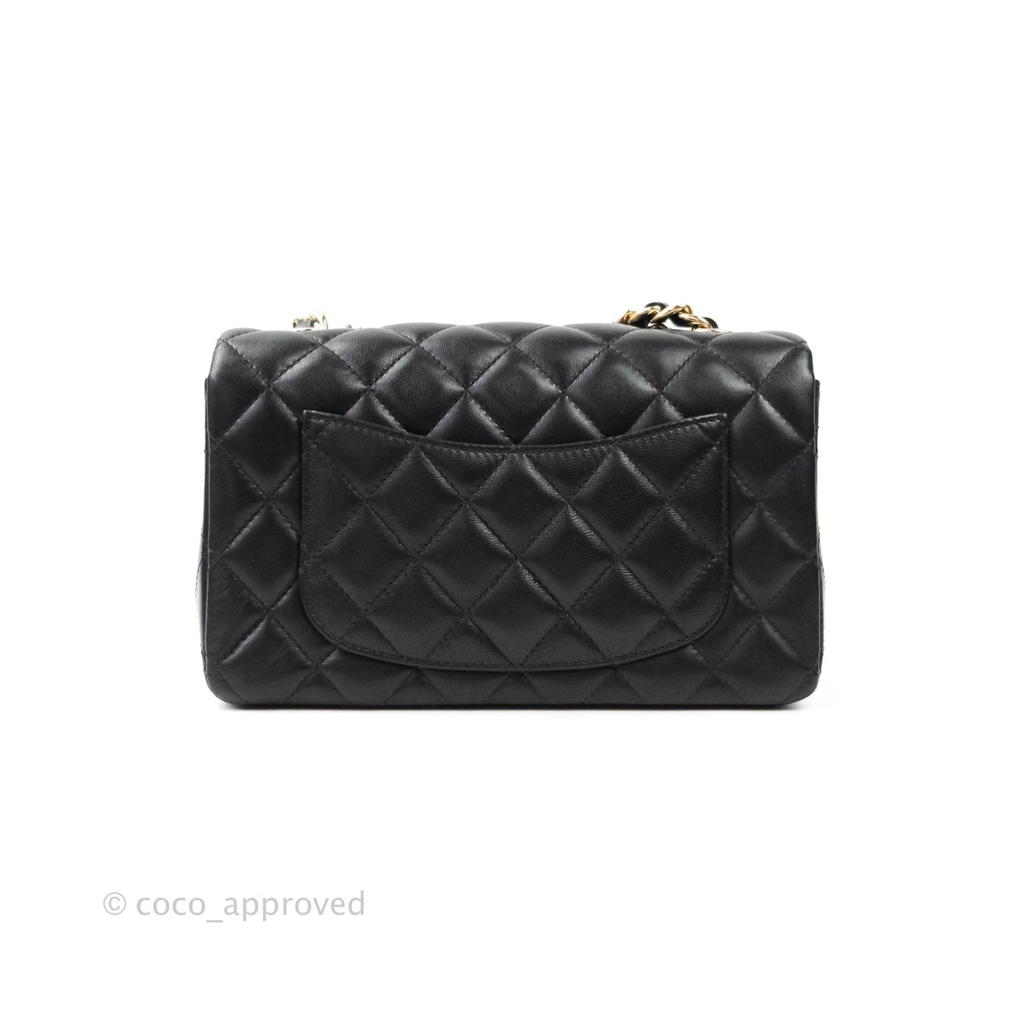 Chanel Quilted Mini Rectangular Lambskin Black Flap With Charms Gold Hardware 21C