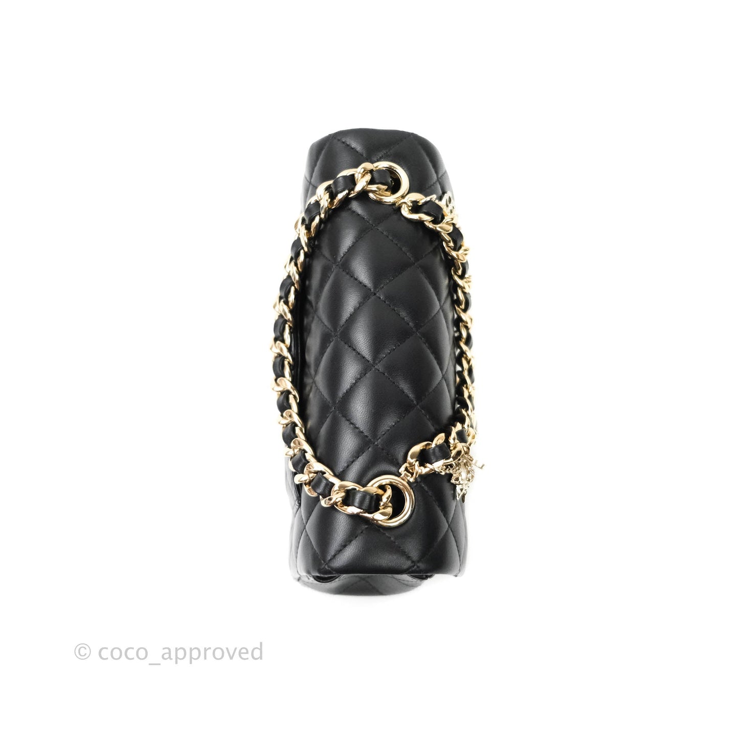 Chanel Quilted Mini Rectangular Lambskin Black Flap With Charms Gold Hardware 21C