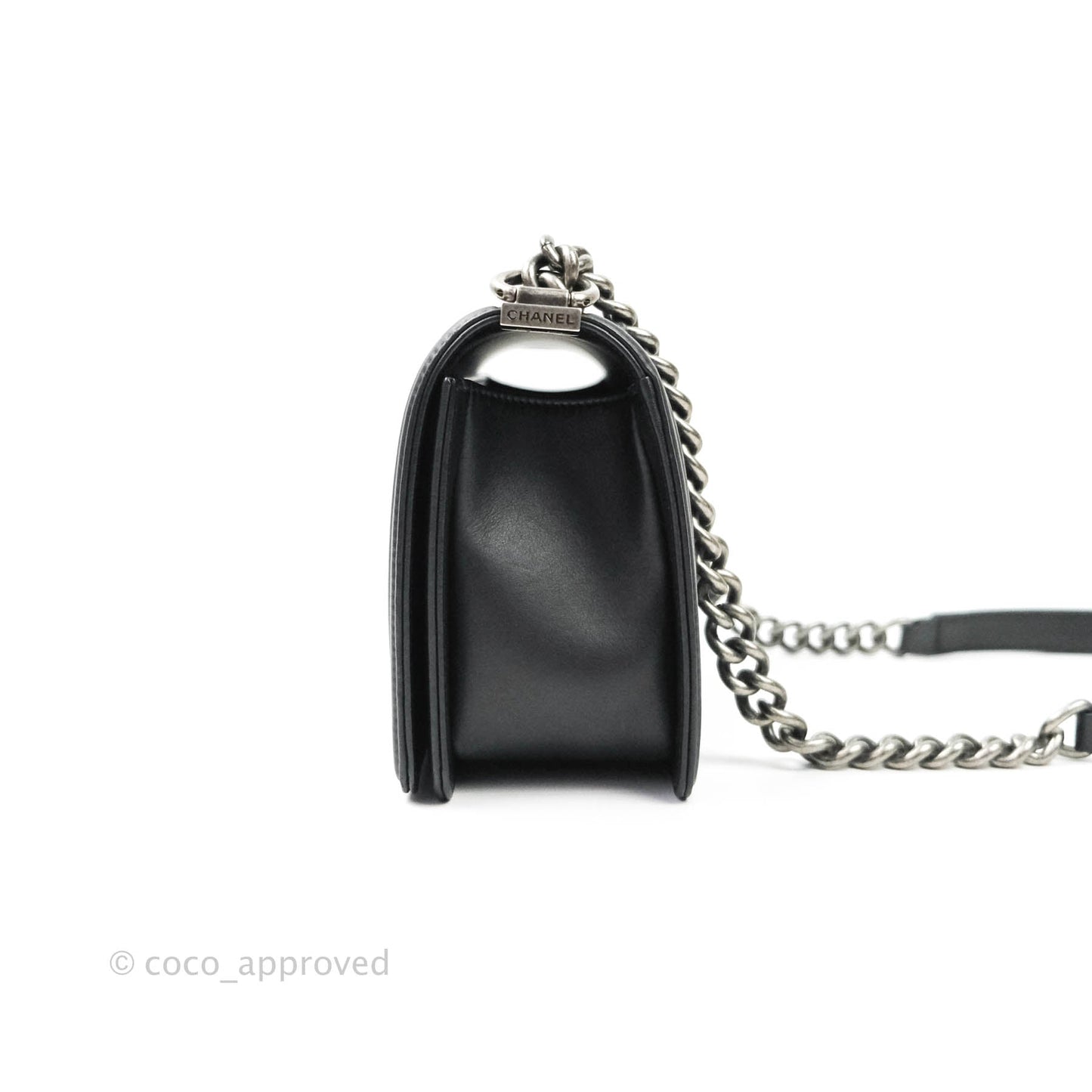 Chanel Quilted Medium Boy Bag Black Calfskin Ruthenium Hardware