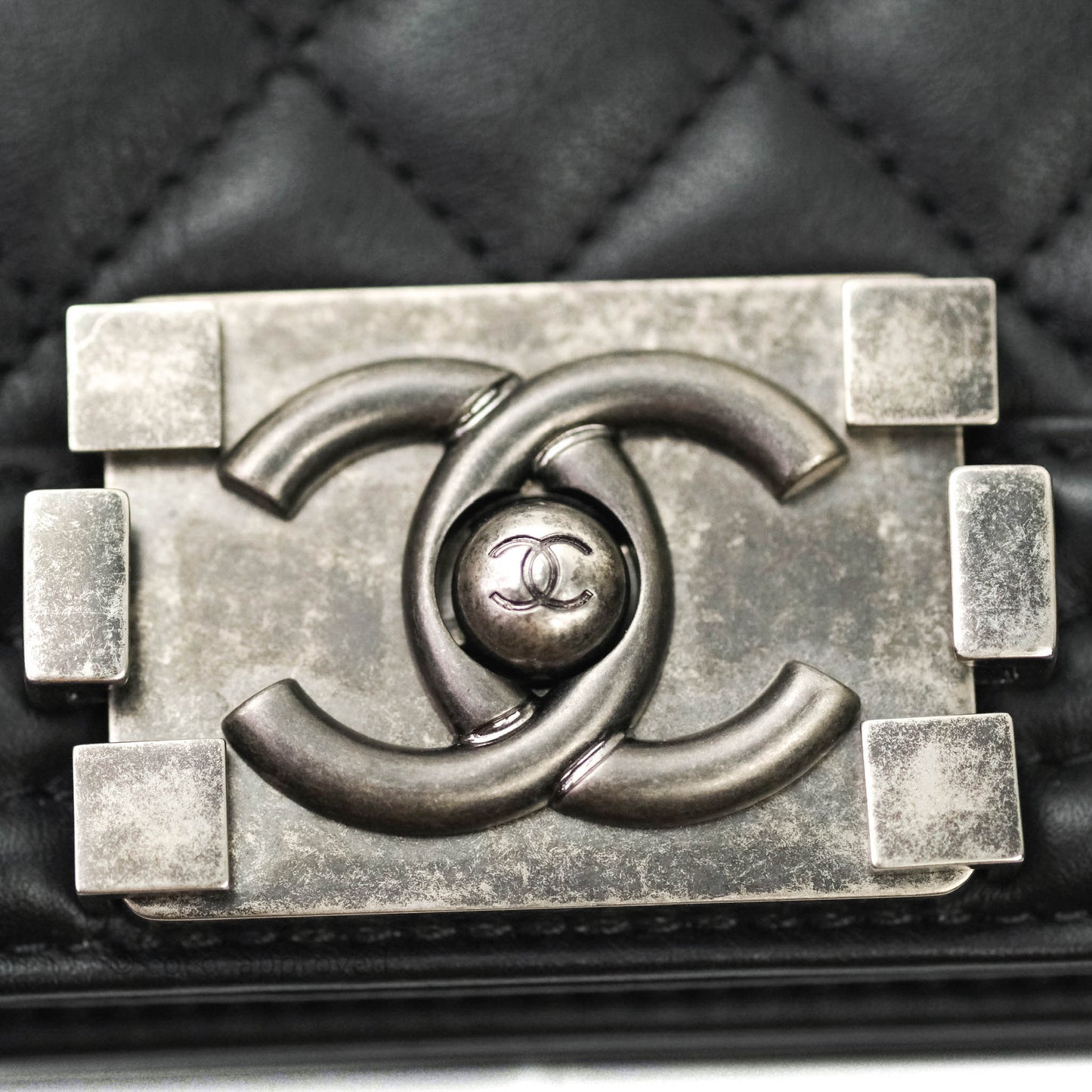 Chanel Quilted Medium Boy Bag Black Calfskin Ruthenium Hardware