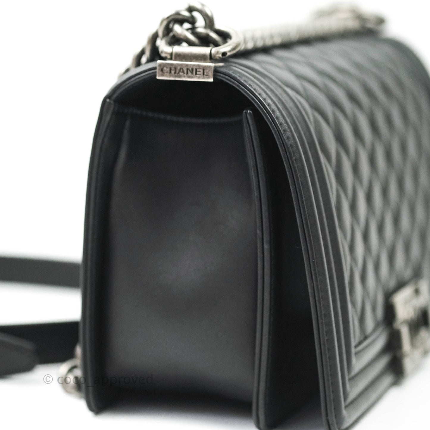 Chanel Quilted Medium Boy Bag Black Calfskin Ruthenium Hardware