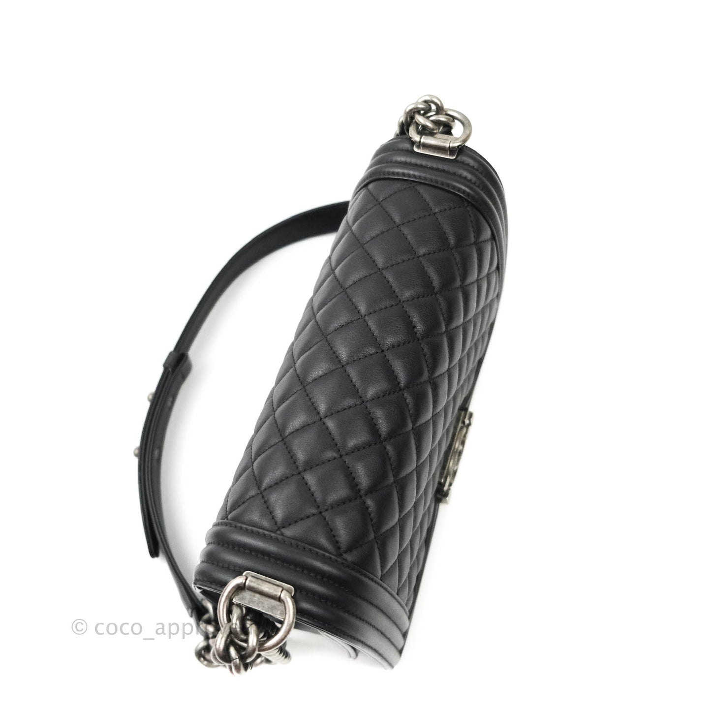 Chanel Quilted Medium Boy Bag Black Calfskin Ruthenium Hardware