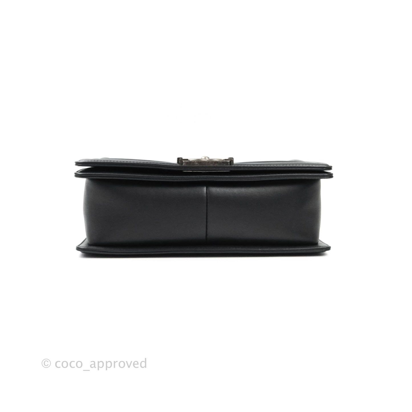 Chanel Quilted Medium Boy Bag Black Calfskin Ruthenium Hardware