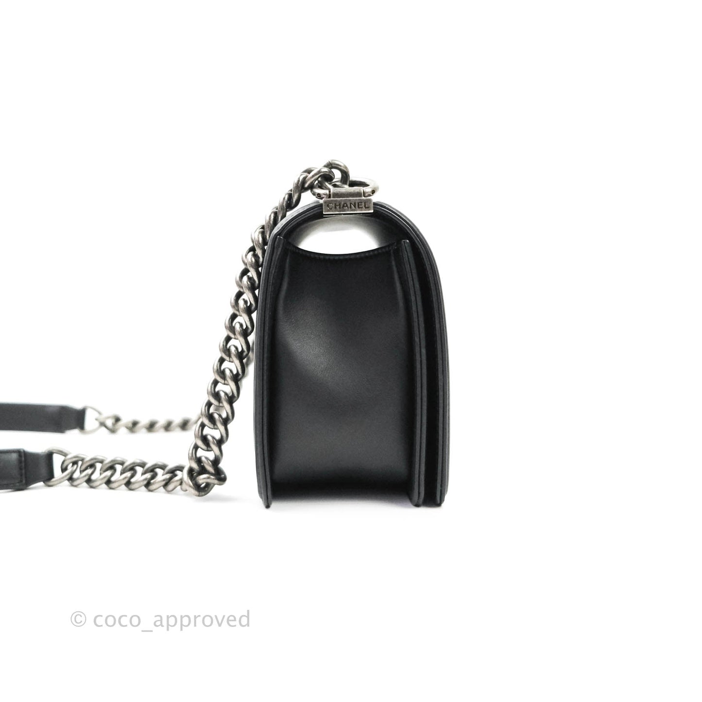 Chanel Quilted Medium Boy Bag Black Calfskin Ruthenium Hardware
