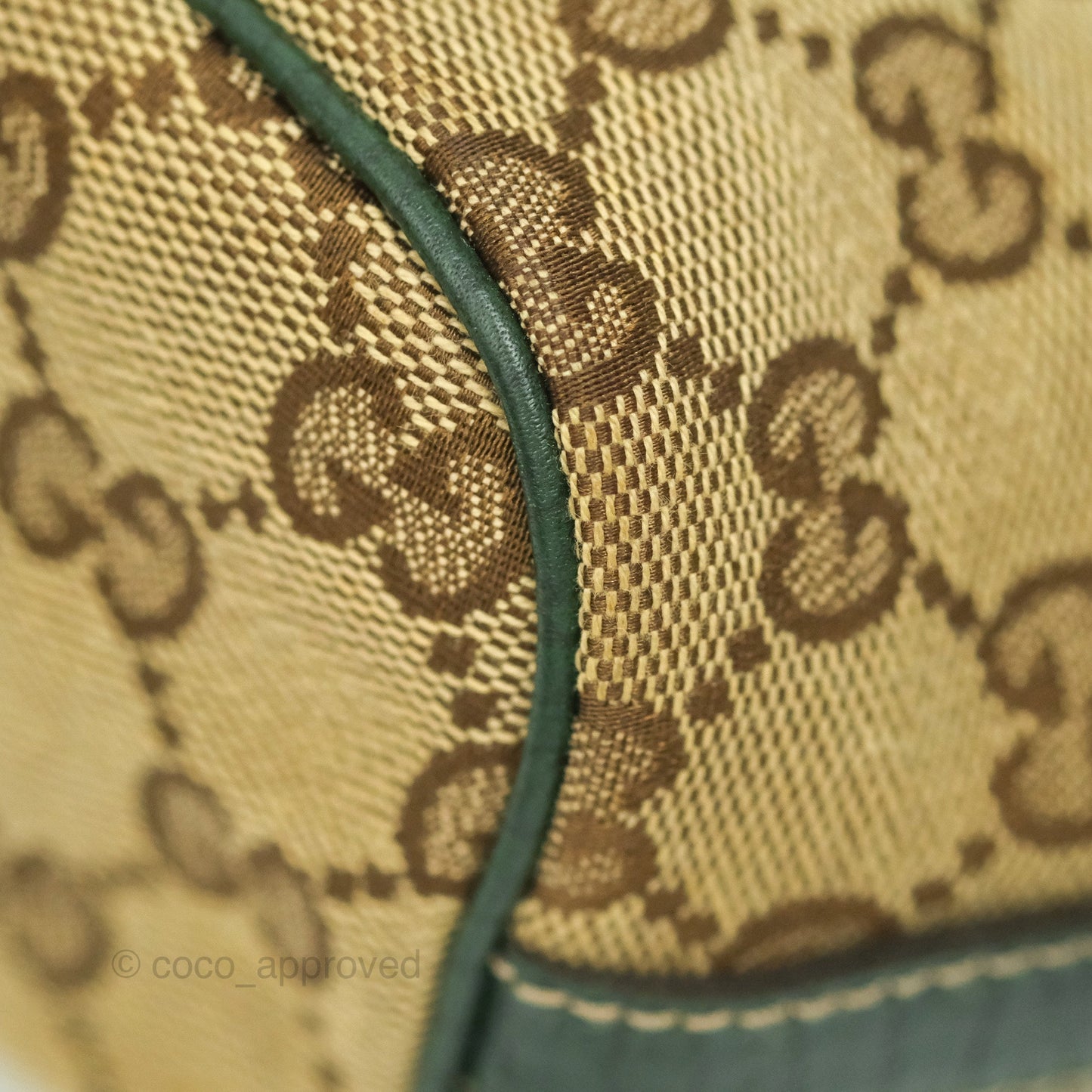 Gucci Vintage GG Canvas Green Leather Boat Pochette