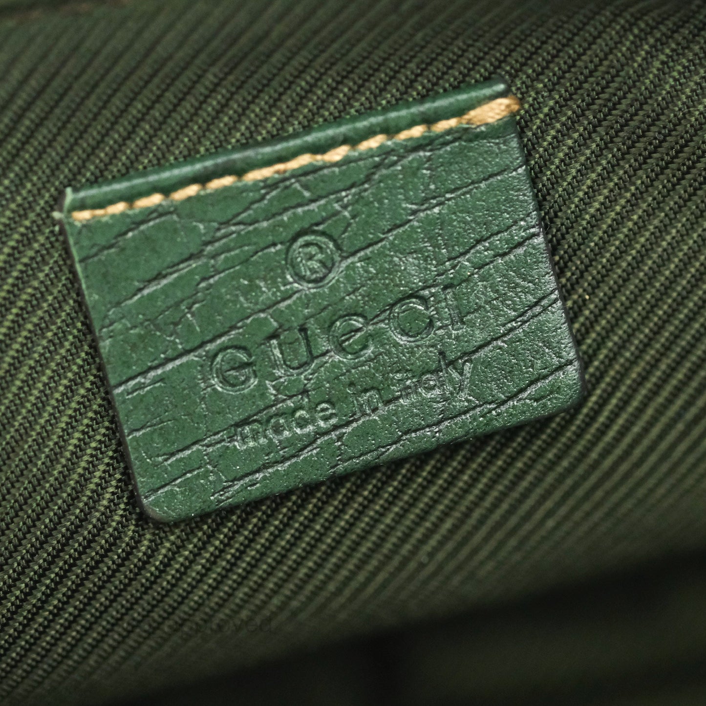 Gucci Vintage GG Canvas Green Leather Boat Pochette