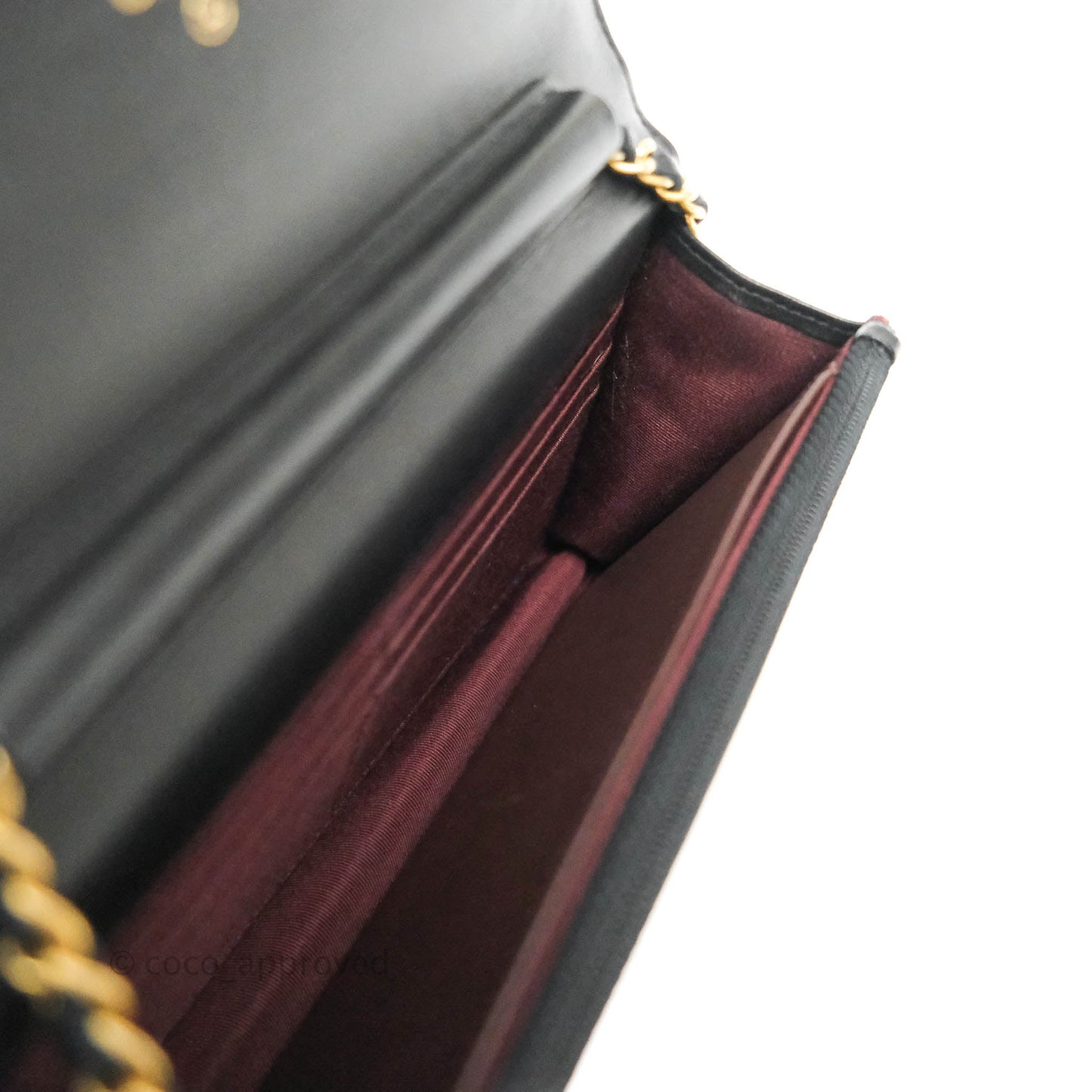 Chanel Aged Calfskin Quilted Reissue Wallet On Chain WOC Black Gold Hardware