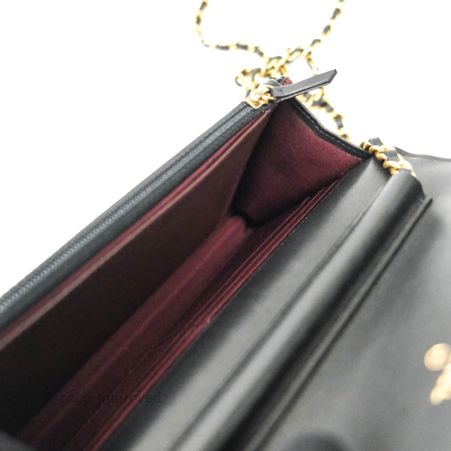 Chanel Aged Calfskin Quilted Reissue Wallet On Chain WOC Black Gold Hardware