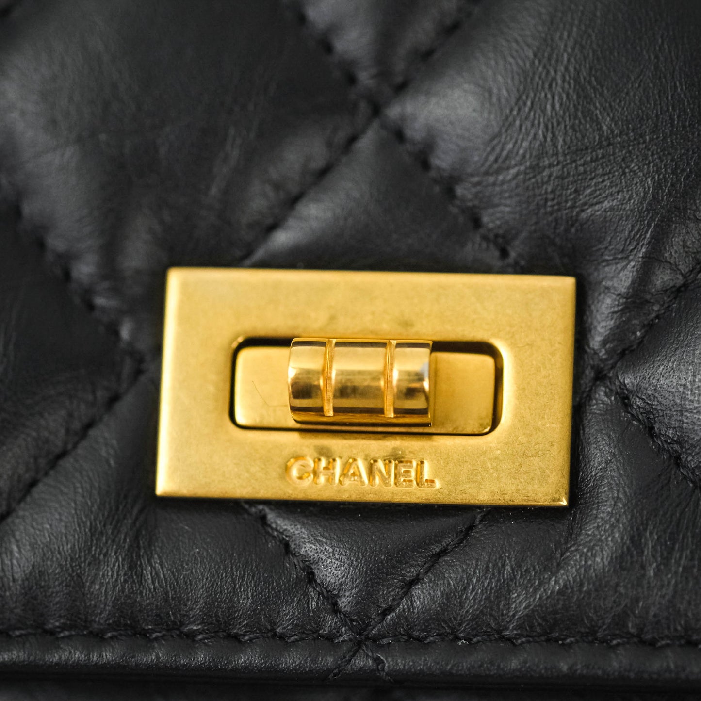 Chanel Aged Calfskin Quilted Reissue Wallet On Chain WOC Black Gold Hardware