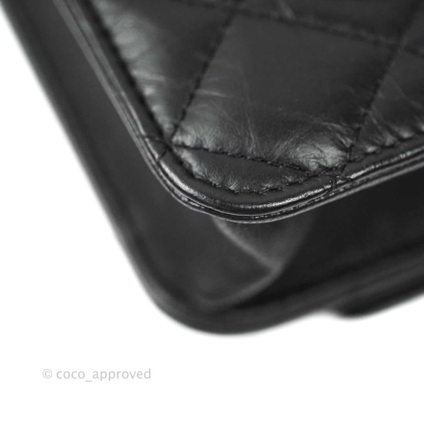 Chanel Aged Calfskin Quilted Reissue Wallet On Chain WOC Black Gold Hardware