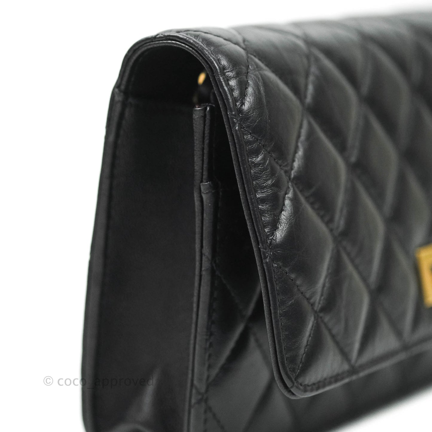 Chanel Aged Calfskin Quilted Reissue Wallet On Chain WOC Black Gold Hardware