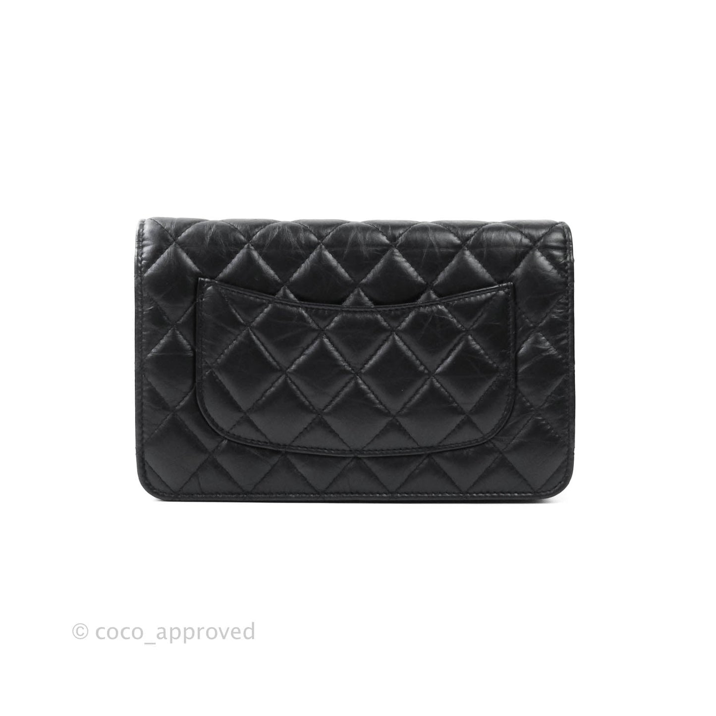 Chanel Aged Calfskin Quilted Reissue Wallet On Chain WOC Black Gold Hardware