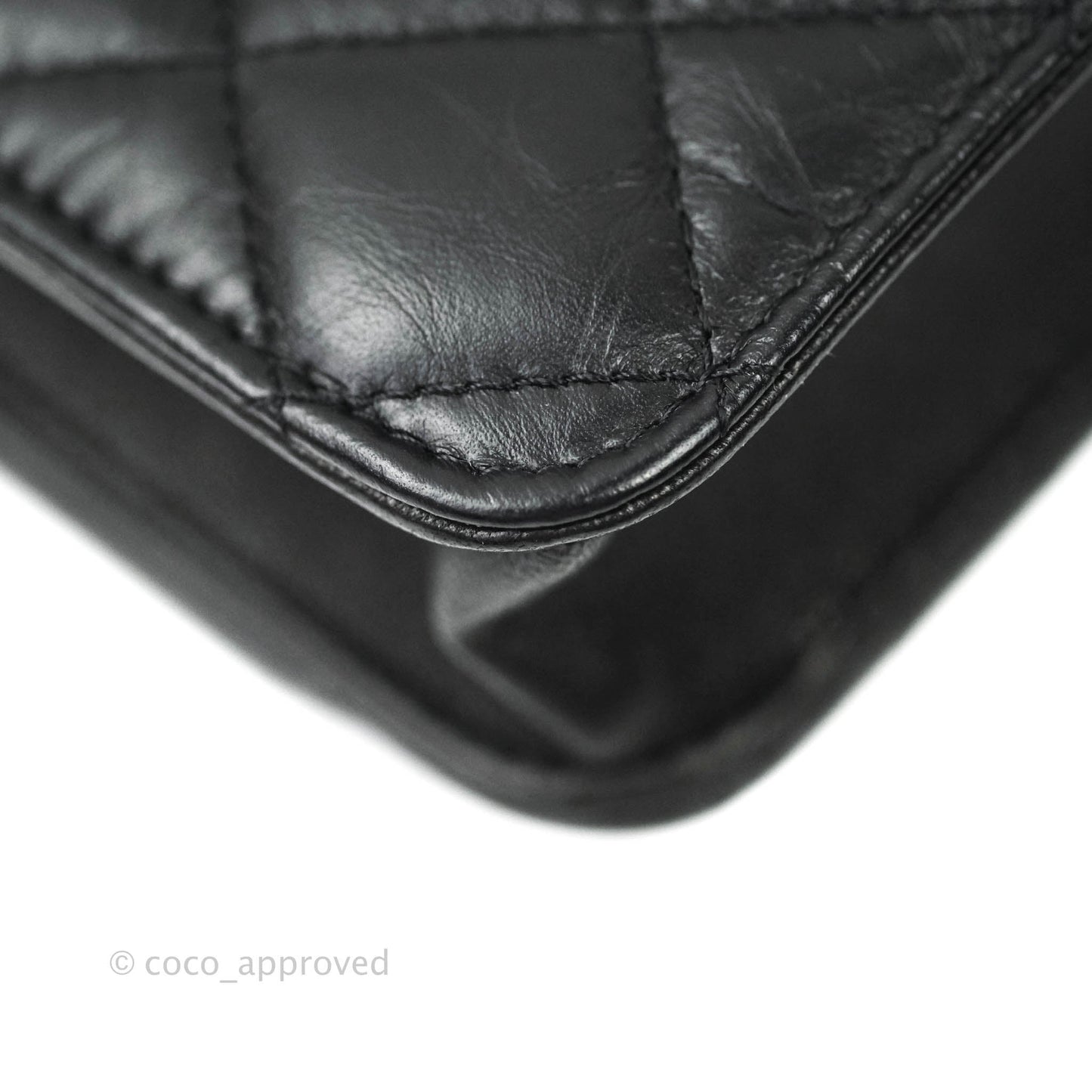 Chanel Aged Calfskin Quilted Reissue Wallet On Chain WOC Black Gold Hardware