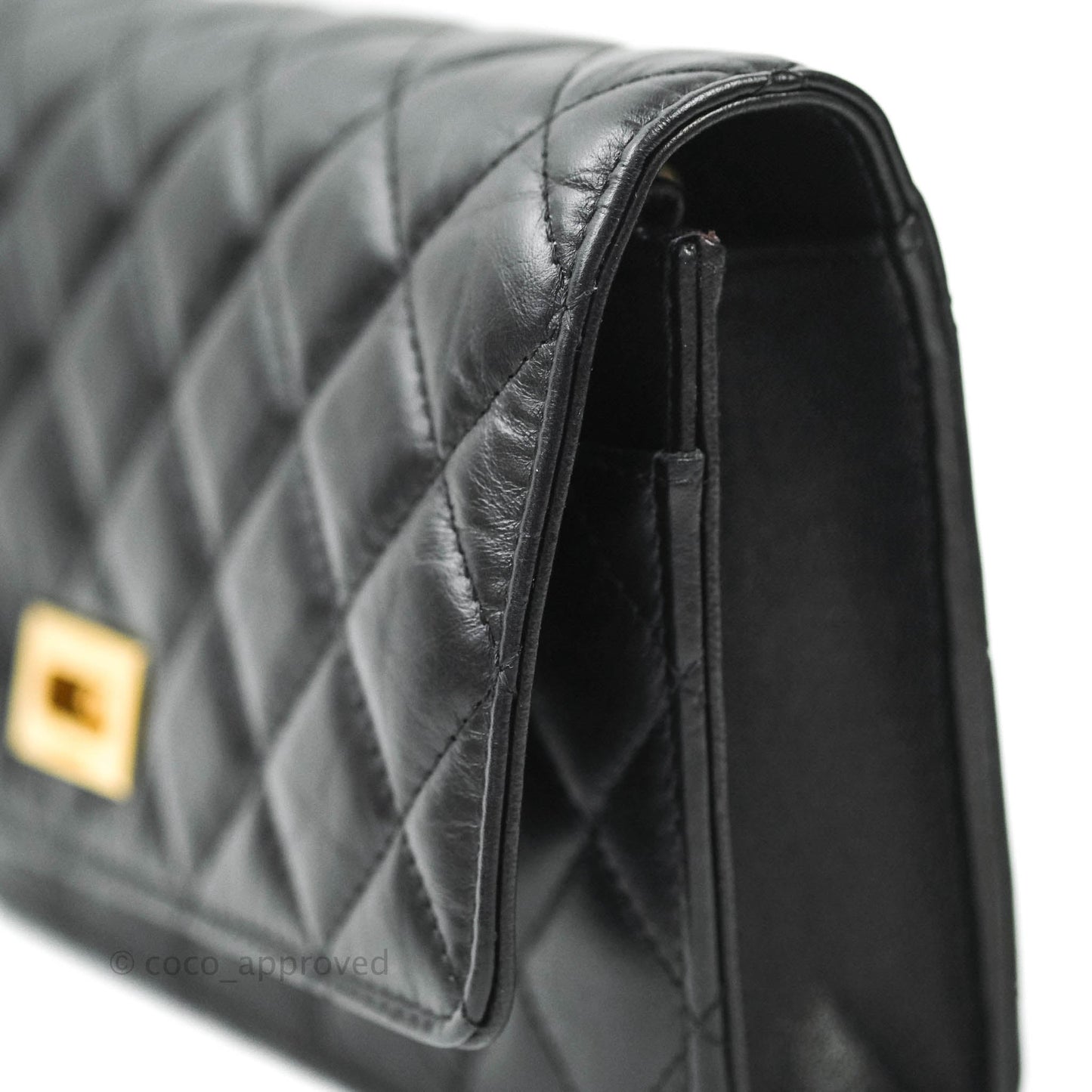 Chanel Aged Calfskin Quilted Reissue Wallet On Chain WOC Black Gold Hardware