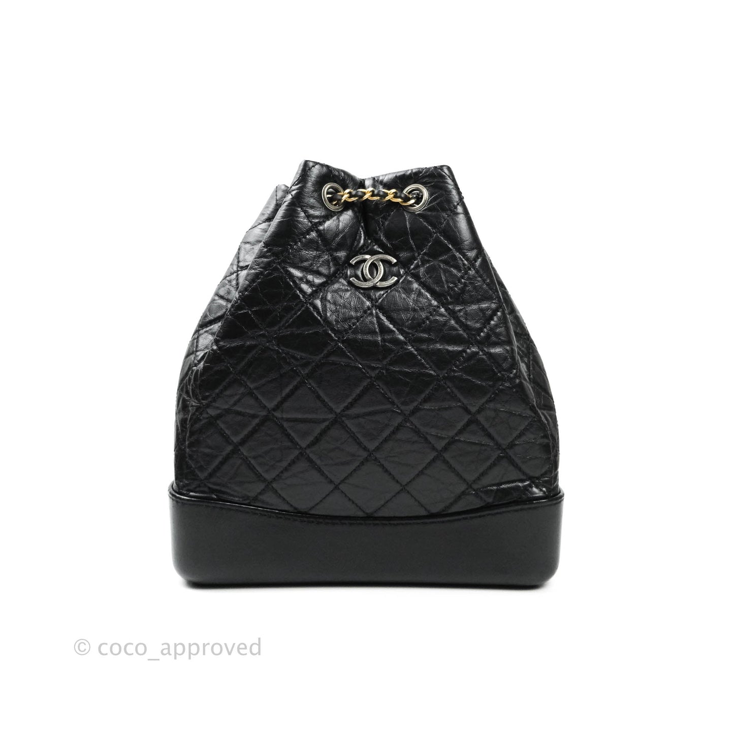 Chanel Gabrielle Backpack Black Aged Calfskin Medium Black