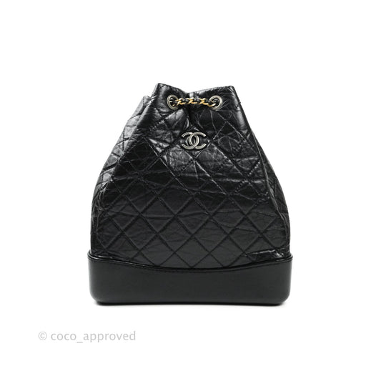 Chanel Gabrielle Backpack Black Aged Calfskin Medium Black