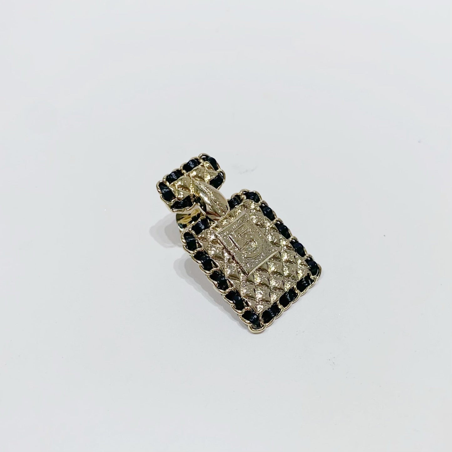 No.4174-Chanel Metal &amp; Leather Perfume Bottle Brooch