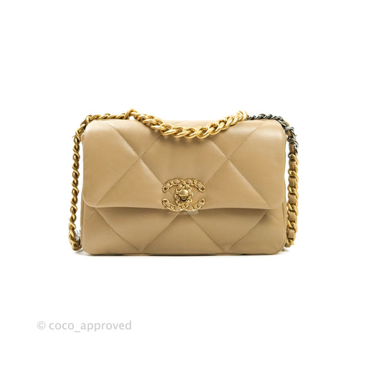 Chanel 19 Small Dark Beige Mixed Hardware 21S
