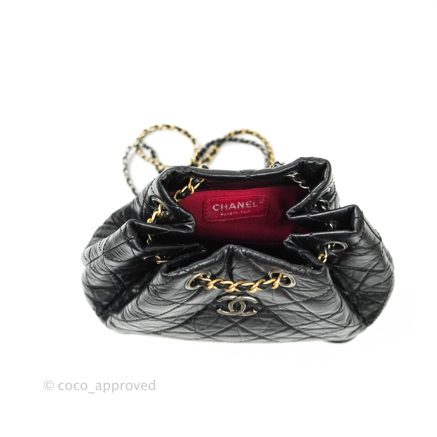 Chanel Gabrielle Backpack Black Aged Calfskin Medium Black